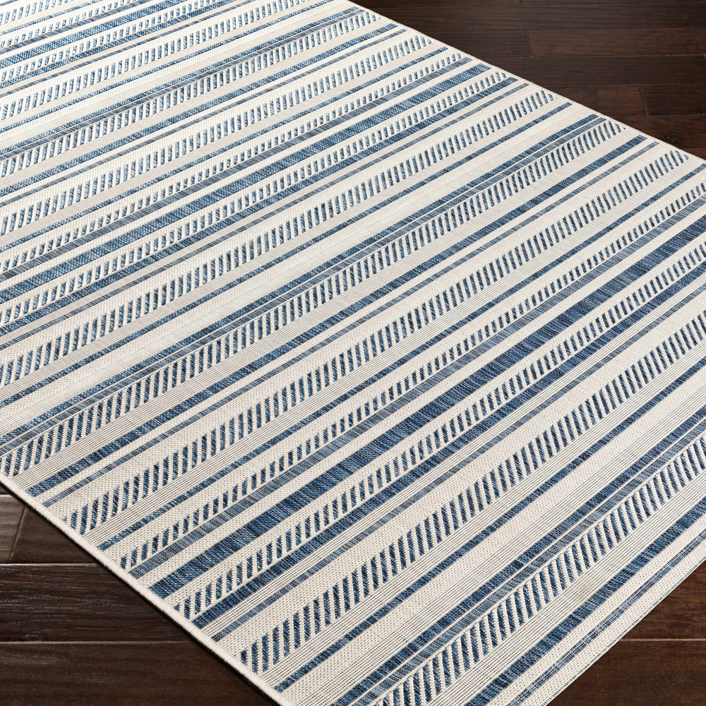 Olin White&Blue Striped Nordic Rug