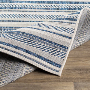 Olin White&Blue Striped Nordic Rug