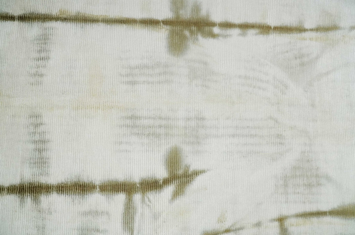 Olive and ivory 6x9 Modern Abstract Hand Woven Art Silk Rug