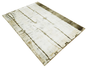 Olive and ivory 6x9 Modern Abstract Hand Woven Art Silk Rug