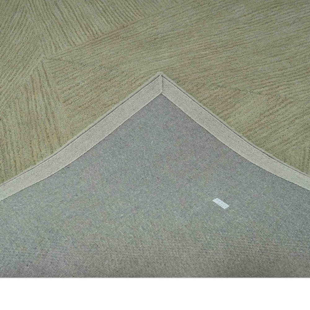Olive and Ivory Modern Geometrical Stripes Textured Hand Tufted Multi size rug