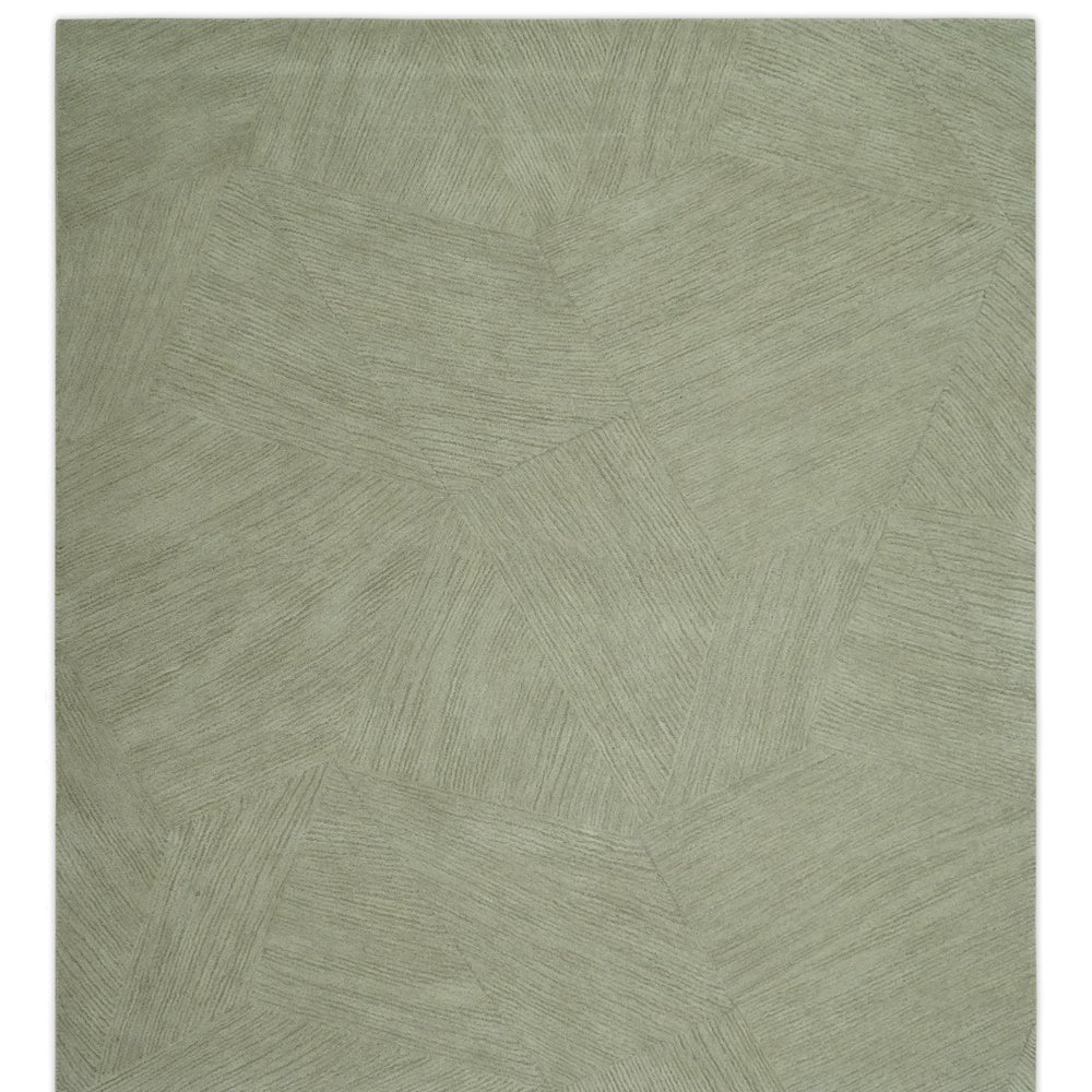 Olive and Ivory Modern Geometrical Stripes Textured Hand Tufted Multi size rug