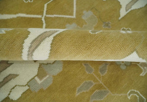 Olive, Ivory and Gray Hand knotted Oushak Custom Made Wool Rug