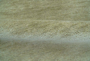Olive Modern Solid Design Hand Knotted Wool Rug