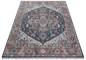 Oliver Traditional Turkish Design Rust And Charcoal Hand Knotted Wool Rug