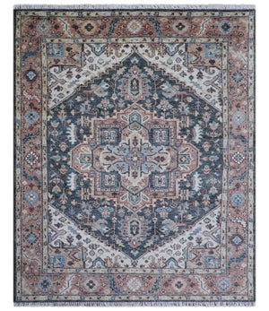Oliver Traditional Turkish Design Rust And Charcoal Hand Knotted Wool Rug