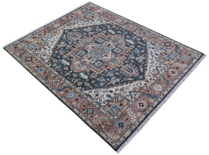 Oliver Traditional Turkish Design Rust And Charcoal Hand Knotted Wool Rug