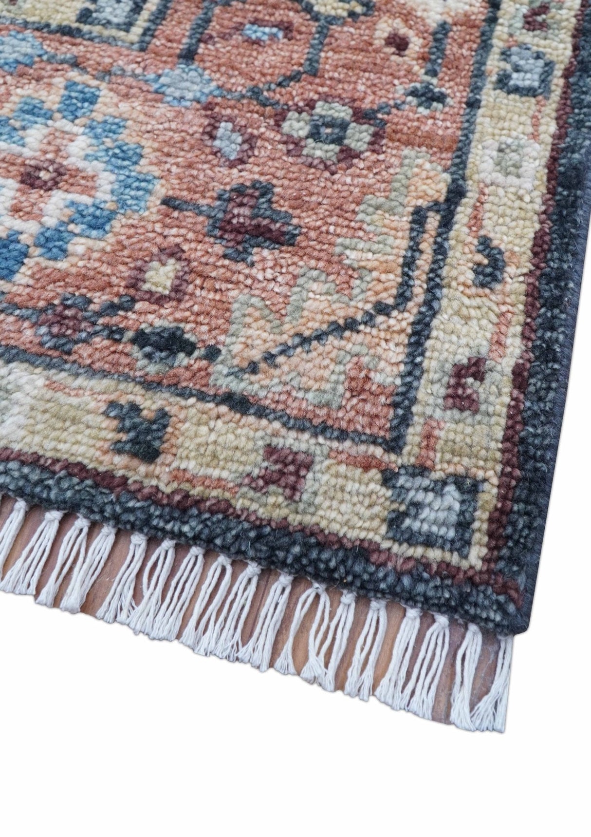 Oliver Traditional Turkish Design Rust And Charcoal Hand Knotted Wool Rug