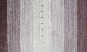Ombre Purple and Ivory 5x7 Striped Wool and Bamboo Silk Hand Knotted Rug