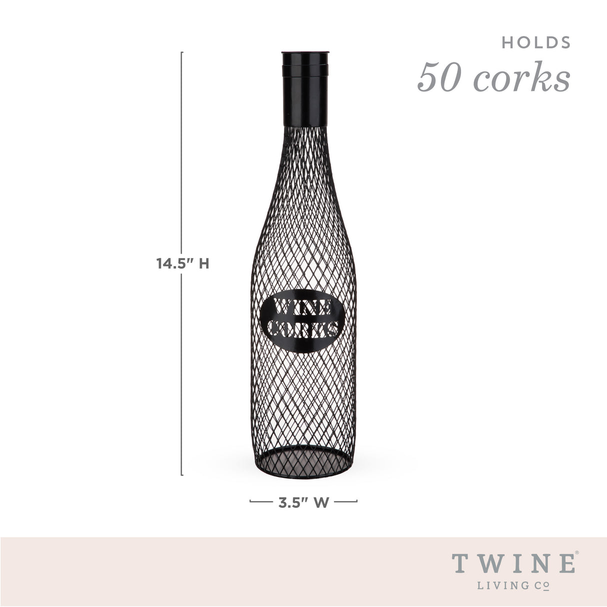 Black wine bottle cork holder by twine