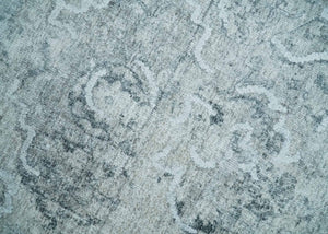 One of a Kind Traditional 8x10 Ivory, Gray and Charcoal Traditionally Hand Loomed Art Silk Area Rug