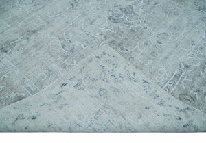 One of a Kind Traditional 8x10 Ivory, Gray and Charcoal Traditionally Hand Loomed Art Silk Area Rug