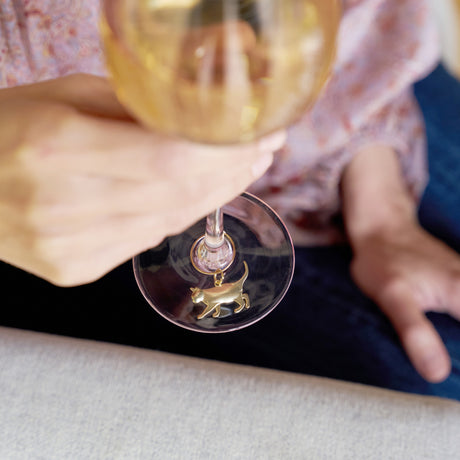 Gold cat wine charms by twine®