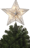 Electric Lighted Glitter & Mesh Star Tree Topper with 10 Lights, Spring Base