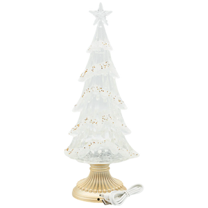 Lighted Swirl Tree with Gold Crystals & Base