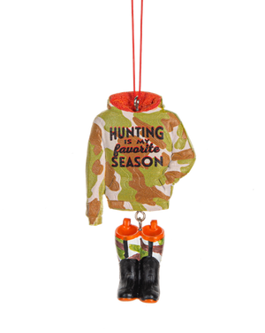 Camo Hunting Hoodie w/Boots Ornament - Hunting Is My Favorite Season