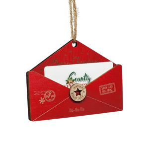 Wooden Letter to Santa Ornament -  Red