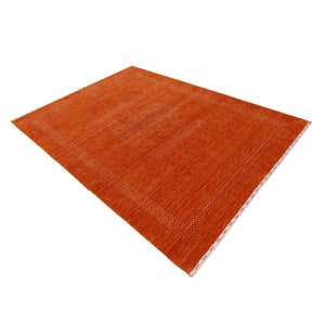 Orange And White Modern Design Hand Loomed Wool Area Rug