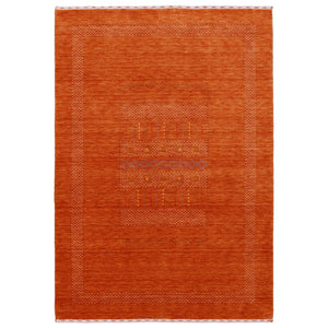 Orange And White Modern Design Hand Loomed Wool Area Rug
