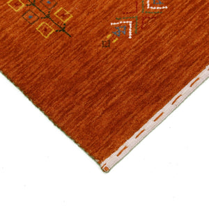 Orange Center Pattern Hand Loomed Wool Area Rug