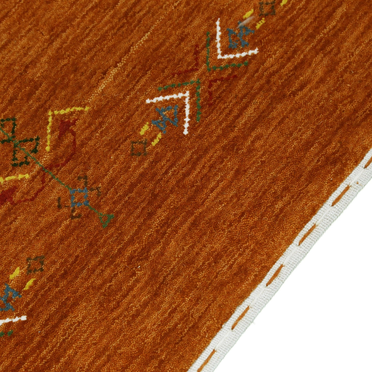 Orange Center Pattern Hand Loomed Wool Area Rug