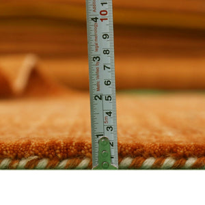 Orange Center Pattern Hand Loomed Wool Area Rug