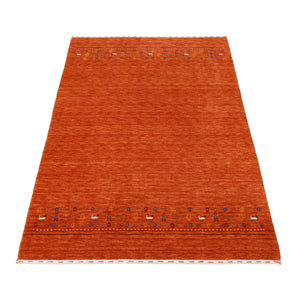 Orange Contemporary Design Hand Loomed Wool Area Rug