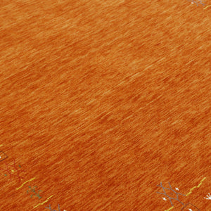 Orange Modern Geometrical Tribal Border Hand Loomed Wool Area Rug