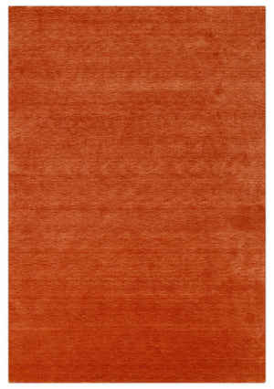 Orange Modern Solid Design Hand Loomed Wool Area Rug