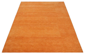 Orange Rust Solid Woolen Hand Tufted 8x10 contemporary area Rug
