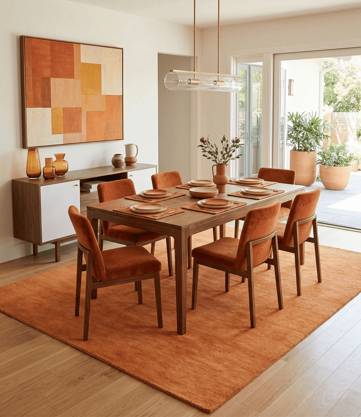 Orange Rust Solid Woolen Hand Tufted 8x10 contemporary area Rug