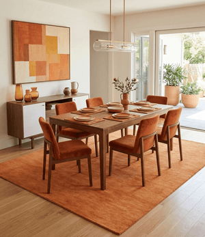Orange Rust Solid Woolen Hand Tufted 8x10 contemporary area Rug