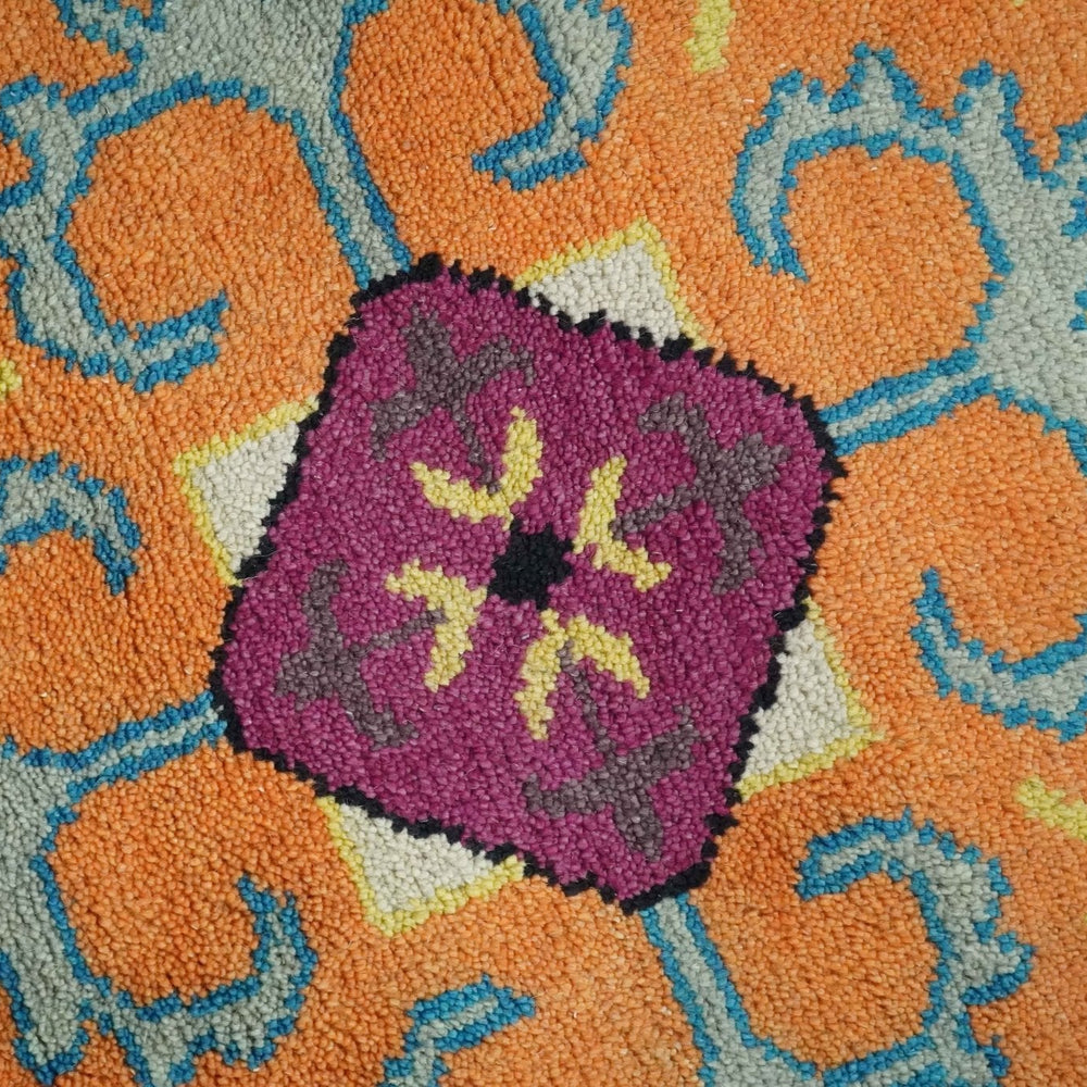 Orange, Silver and Mustard Traditional Mamluk Design Medallion Multi Size wool Area Rug