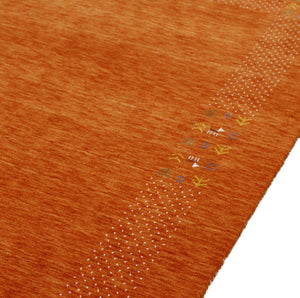 Orange Solid ground with Border Pattern Loomed Wool Area Rug