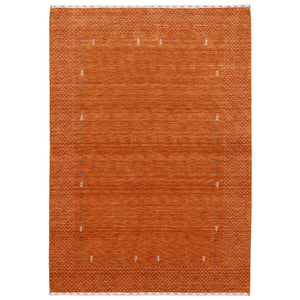 Orange Tribal Gabbeh Border Design Hand Loomed Wool Area Rug