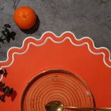 Solace Orange & White Scalloped Faux Leather Placemat