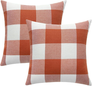 Set of 2 buffalo-check throw pillows size 18"x18" with 450g inserts of each