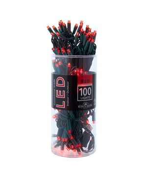 100-Light 5mm Red LED Green Wire Light Set