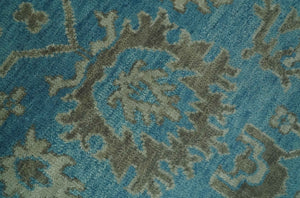 Origin Custom Made Blue and Beige Oushak Hand Knotted Wool Rug