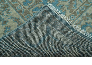 Origin Custom Made Blue and Beige Oushak Hand Knotted Wool Rug