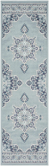 Orla Pale Blue Medallion Area Rug - Clearance