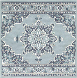 Orla Pale Blue Medallion Area Rug - Clearance