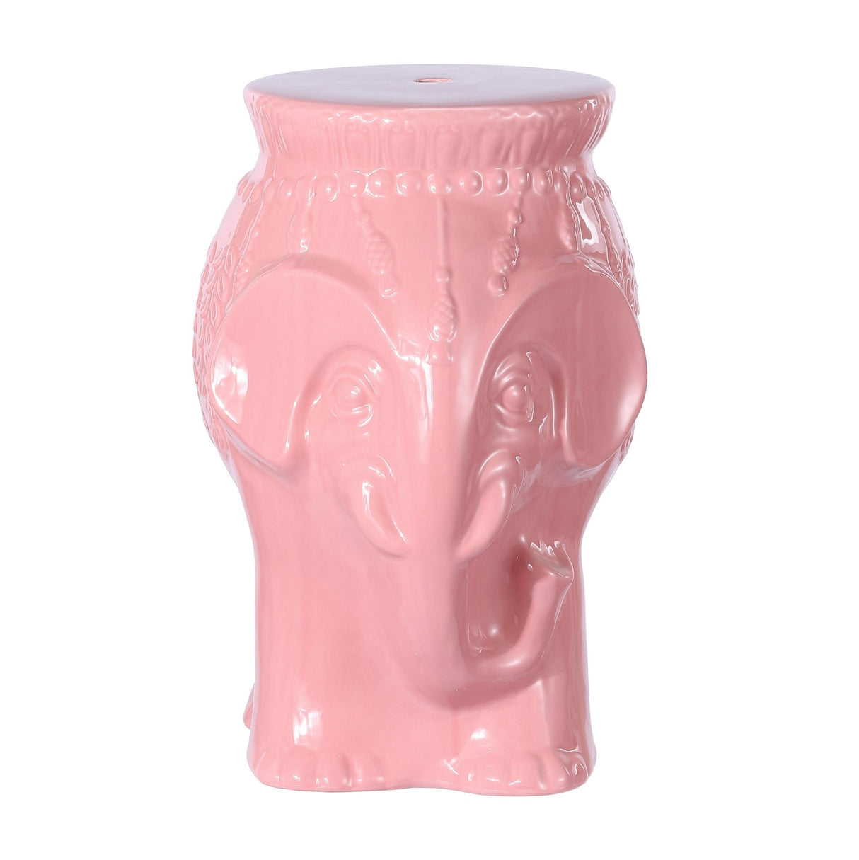 Orla modern bohemian elephant ceramic garden stool - Tuesday Morning - Outdoor Tables