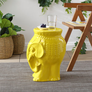 Orla modern bohemian elephant ceramic garden stool - Tuesday Morning - Outdoor Tables
