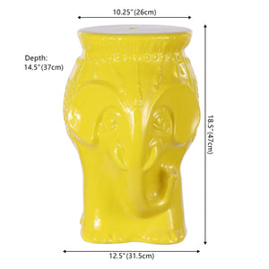 Orla modern bohemian elephant ceramic garden stool - Tuesday Morning - Outdoor Tables