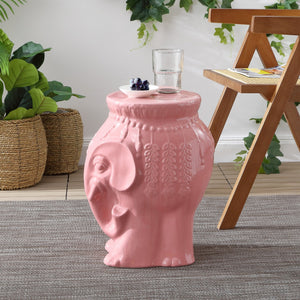 Orla modern bohemian elephant ceramic garden stool - Tuesday Morning - Outdoor Tables