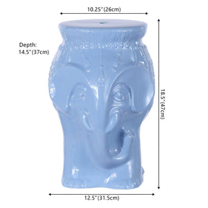 Orla modern bohemian elephant ceramic garden stool - Tuesday Morning - Outdoor Tables