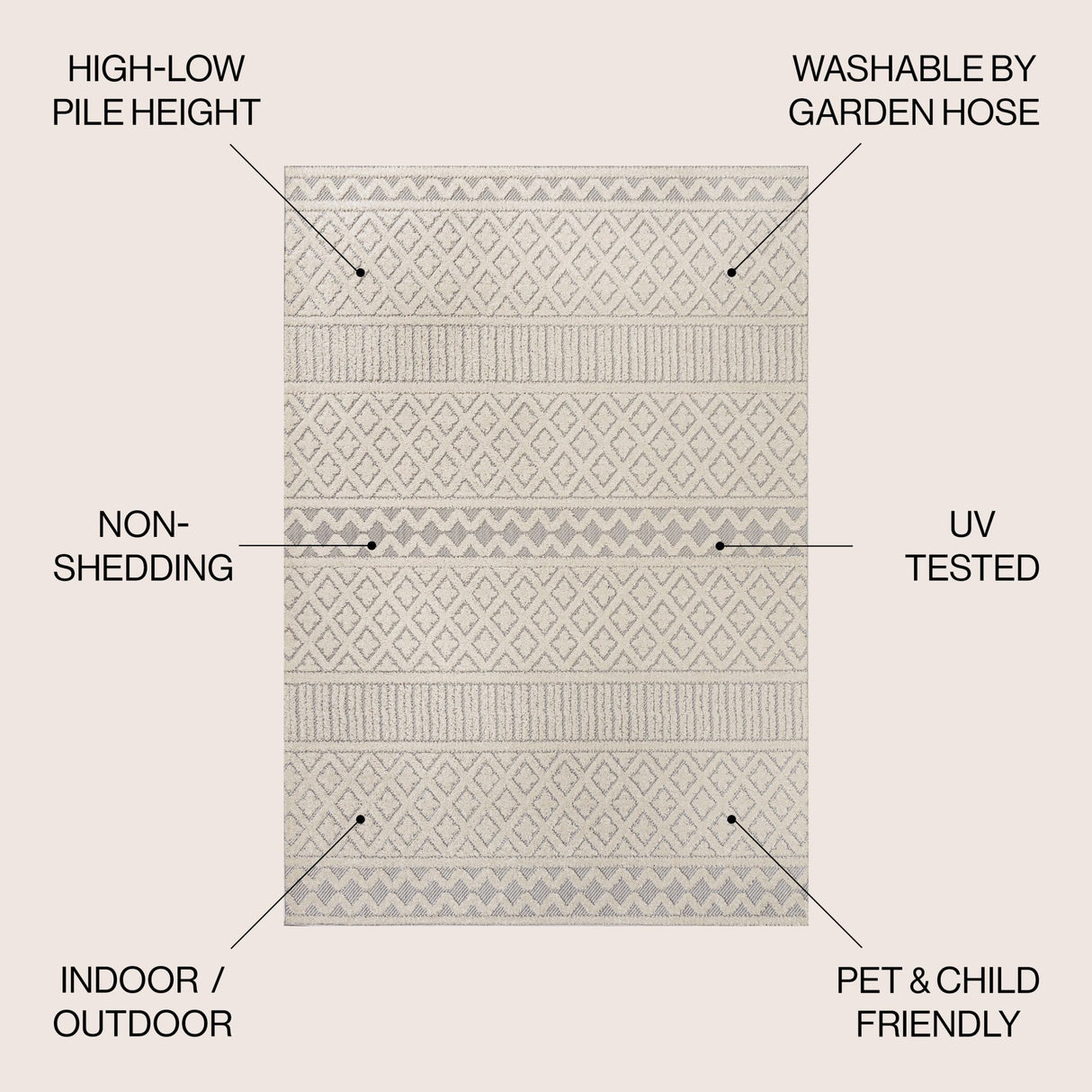 Ormond High - Low Modern Trellis Geometric Indoor/Outdoor Area Rug - Tuesday Morning - Area Rugs