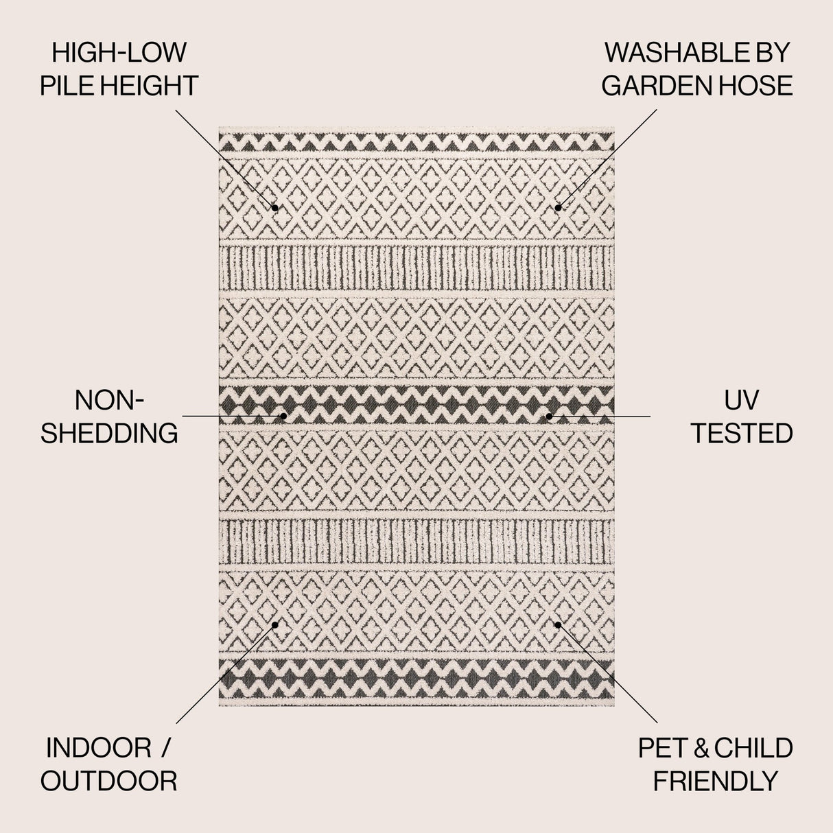 Ormond High - Low Modern Trellis Geometric Indoor/Outdoor Area Rug - Tuesday Morning - Area Rugs