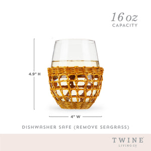 Island Stemless Wine Glass Set by Twine Living-Set of 2